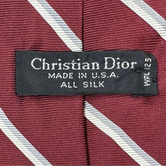 Christian Dior Burgundy Striped Neck Tie - Picture 3 of 8